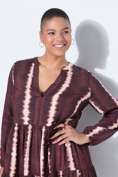 Slika Haljina midi  dugih rukava V izreza