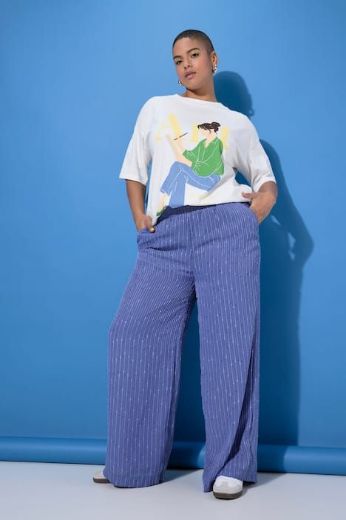 Moda za polnejše Hlače dugih nogavica šireg kroja na pruge plus velikost, xxl, Ulla Popken in Johann Popken (JP1880)