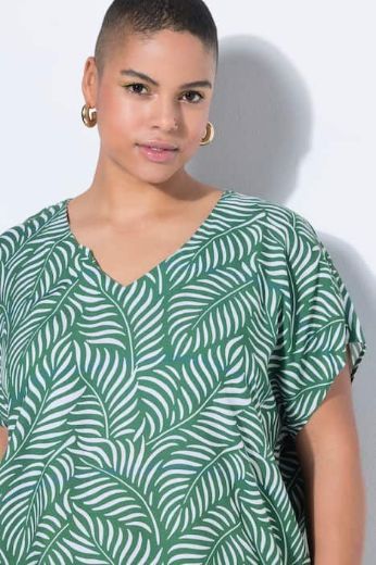 Moda za polnejše Bluza kratkih rukava šireg kroja uzorak lišća plus velikost, xxl, Ulla Popken in Johann Popken (JP1880)