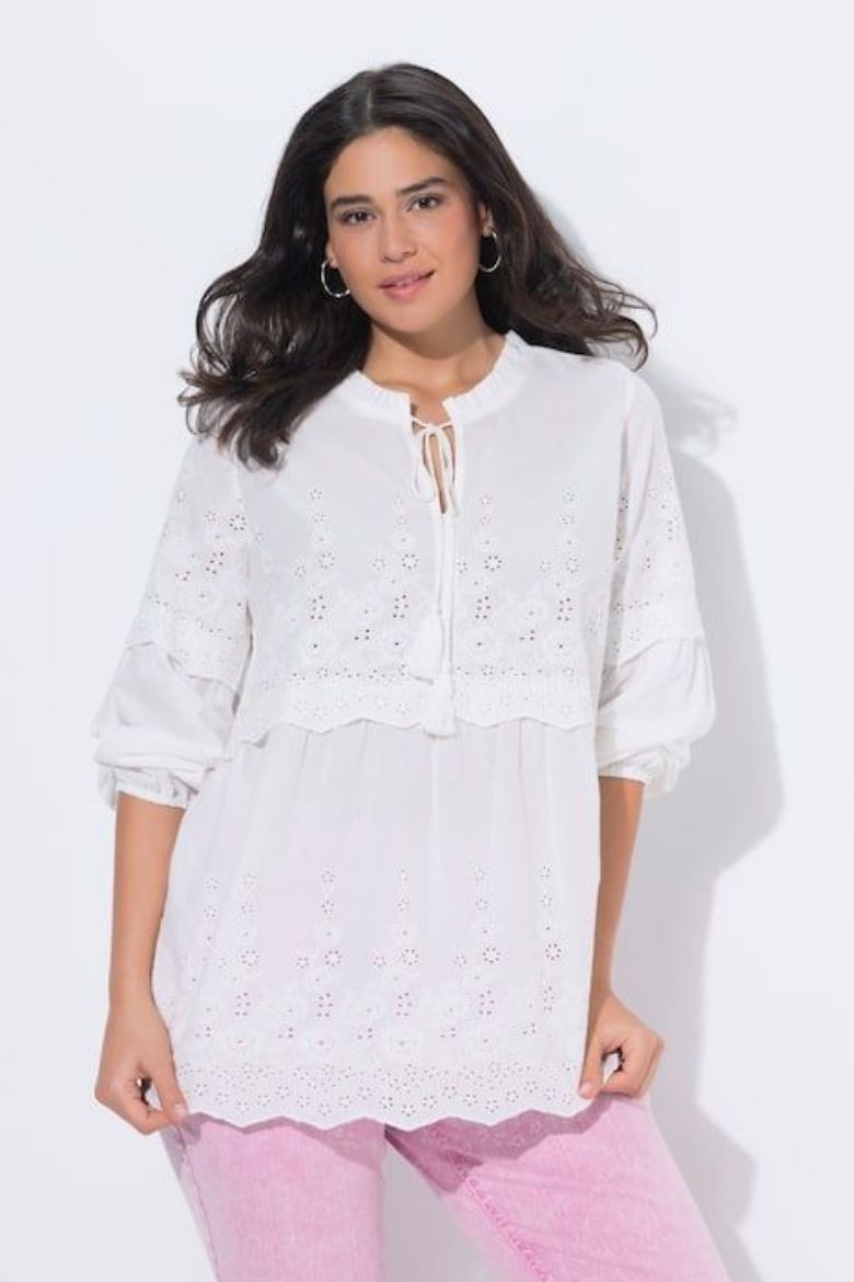 Moda za polnejše Bluza dugih rukava s uzorkom čipke plus velikost, xxl, Ulla Popken in Johann Popken (JP1880)