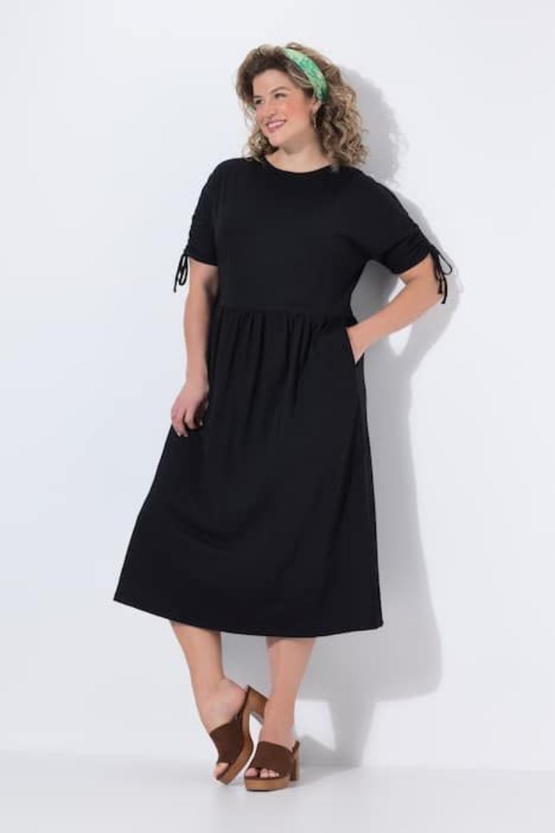 Moda za polnejše Haljina midi kratkih rukava s ukrasima pamučna plus velikost, xxl, Ulla Popken in Johann Popken (JP1880)