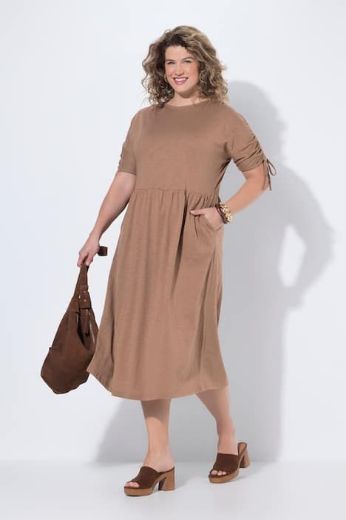 Moda za polnejše Haljina midi kratkih rukava s ukrasima pamučna plus velikost, xxl, Ulla Popken in Johann Popken (JP1880)