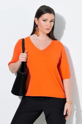 Moda za polnejše Pulover polu rukava V ovratnika plus velikost, xxl, Ulla Popken in Johann Popken (JP1880)