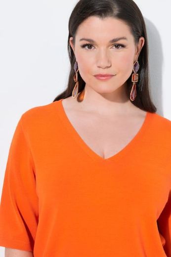 Moda za polnejše Pulover polu rukava V ovratnika plus velikost, xxl, Ulla Popken in Johann Popken (JP1880)