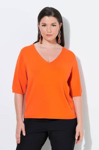 Moda za polnejše Pulover polu rukava V ovratnika plus velikost, xxl, Ulla Popken in Johann Popken (JP1880)