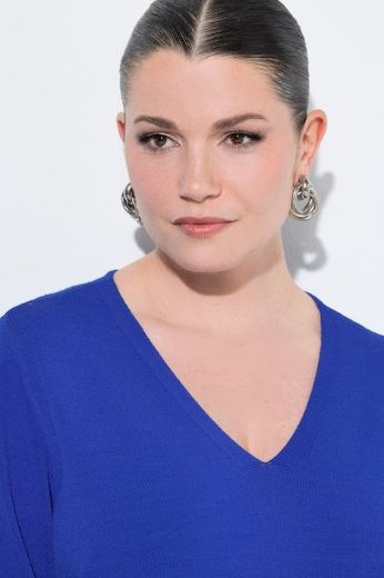 Moda za polnejše Pulover polu rukava V ovratnika plus velikost, xxl, Ulla Popken in Johann Popken (JP1880)