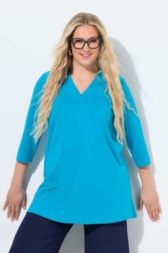 Moda za polnejše Majica duži model V ovratnika plus velikost, xxl, Ulla Popken in Johann Popken (JP1880)