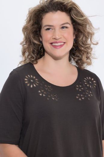 Moda za polnejše Majica kratkih rukava asimetrična s ukrasnim vezom plus velikost, xxl, Ulla Popken in Johann Popken (JP1880)