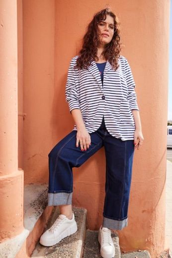 Moda za polnejše Sako na pruge plus velikost, xxl, Ulla Popken in Johann Popken (JP1880)