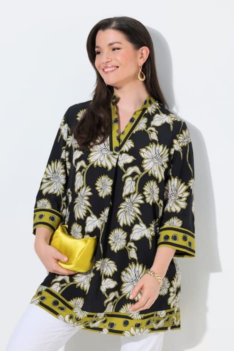 Moda za polnejše Tunika 3/4 rukava A kroja  s kragnom plus velikost, xxl, Ulla Popken in Johann Popken (JP1880)