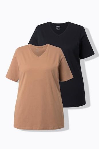 Moda za polnejše Majica 2 komada kratkih rukava plus velikost, xxl, Ulla Popken in Johann Popken (JP1880)