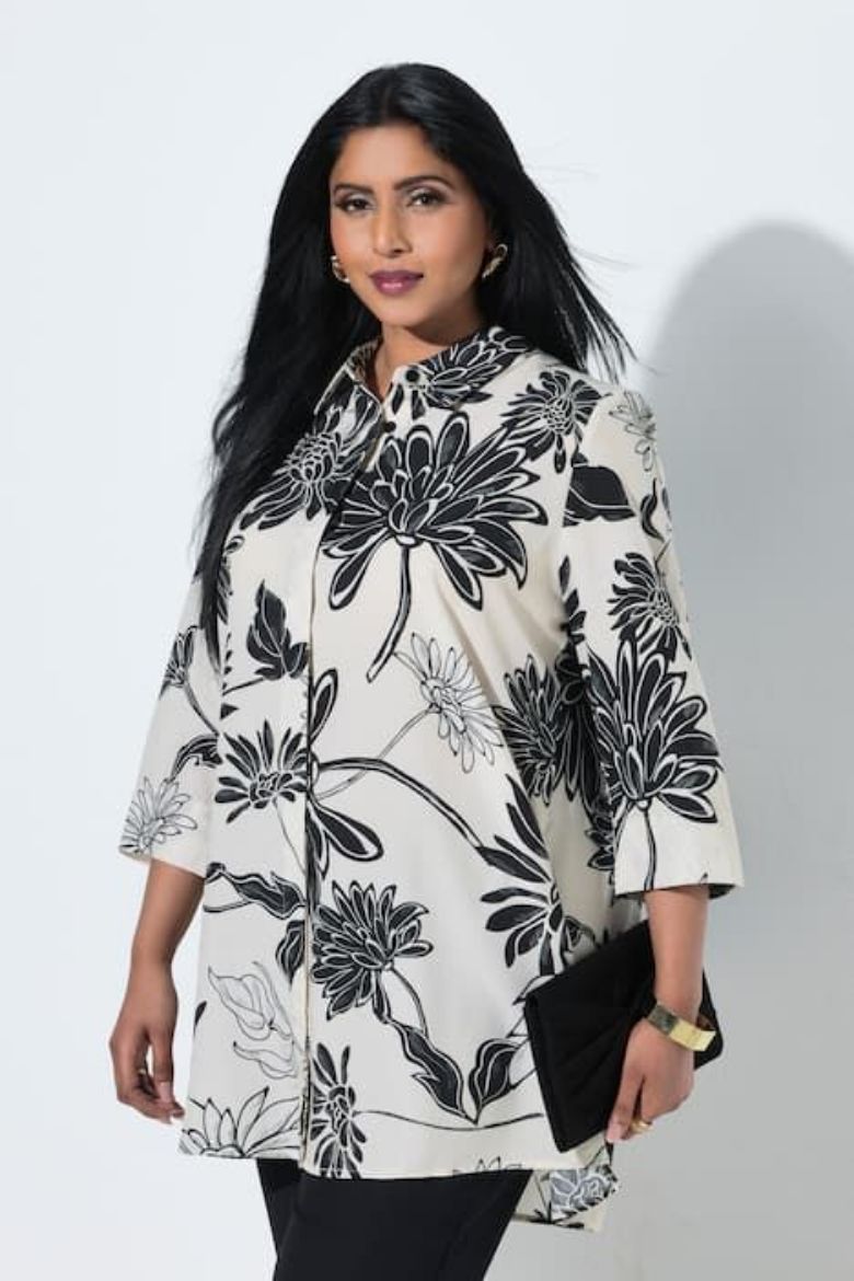 Moda za polnejše Bluza elegantna 3/4 rukava dužeg A kroja plus velikost, xxl, Ulla Popken in Johann Popken (JP1880)