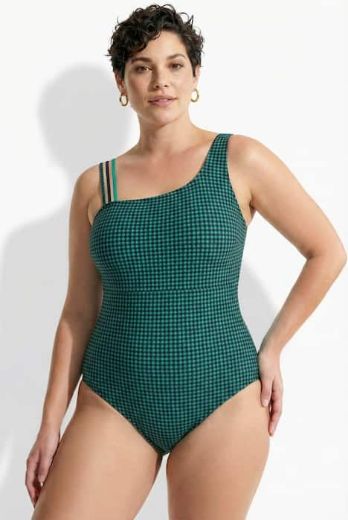 Moda za polnejše Kupaći kostim jednodijelni mekanih košarica karirani plus velikost, xxl, Ulla Popken in Johann Popken (JP1880)