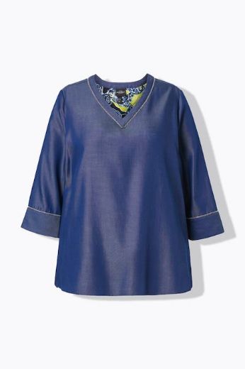 Moda za polnejše Bluza 3/4 rukava traper izgled plus velikost, xxl, Ulla Popken in Johann Popken (JP1880)