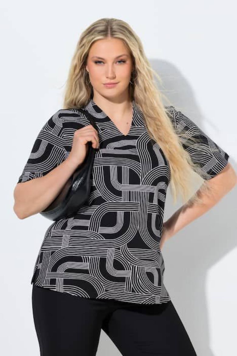 Moda za polnejše Majica kratkih rukava s izrezom plus velikost, xxl, Ulla Popken in Johann Popken (JP1880)