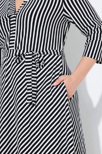 Moda za polnejše Haljina midi 3/4 rukava A kroja prugasta plus velikost, xxl, Ulla Popken in Johann Popken (JP1880)