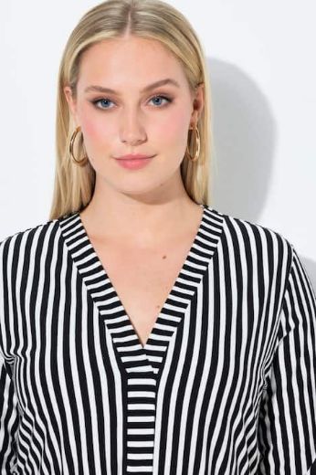 Moda za polnejše Haljina midi 3/4 rukava A kroja prugasta plus velikost, xxl, Ulla Popken in Johann Popken (JP1880)