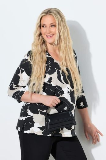 Moda za polnejše Majica 3/4 rukava V izreza plus velikost, xxl, Ulla Popken in Johann Popken (JP1880)