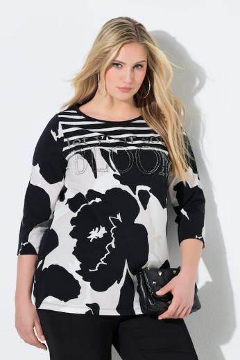 Moda za polnejše Majica 3/4 rukava s ukrasima plus velikost, xxl, Ulla Popken in Johann Popken (JP1880)