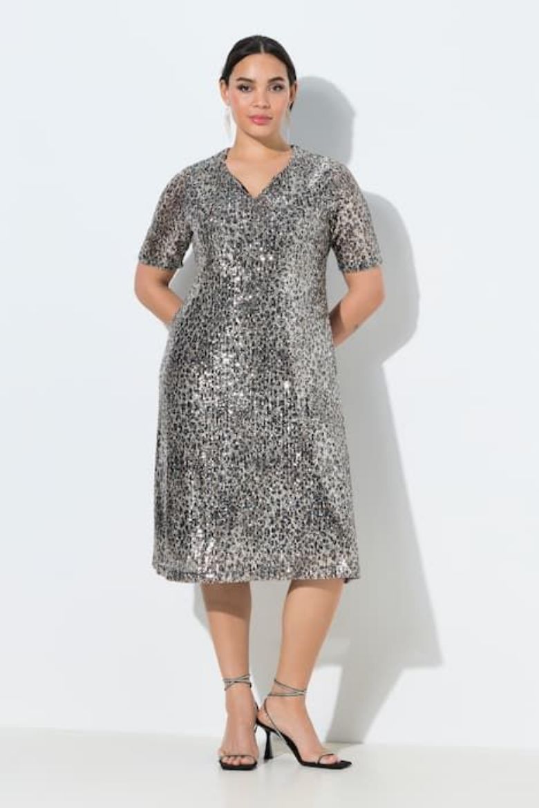 Moda za polnejše Haljina svečana kratkih rukava s šljokicama plus velikost, xxl, Ulla Popken in Johann Popken (JP1880)