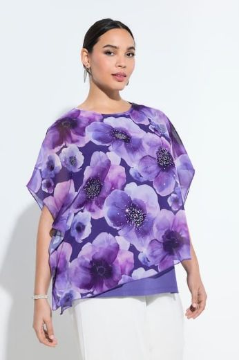 Moda za polnejše Bluza elegantna kratkih rukava dvoslojna cvjetnog printa plus velikost, xxl, Ulla Popken in Johann Popken (JP1880)