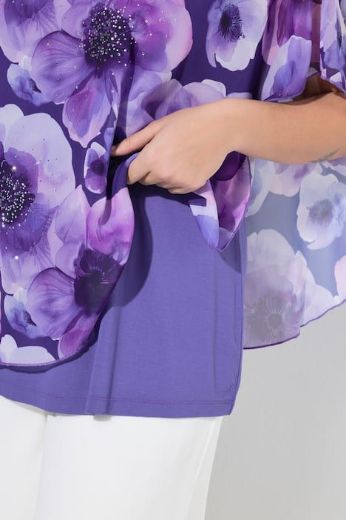 Moda za polnejše Bluza elegantna kratkih rukava dvoslojna cvjetnog printa plus velikost, xxl, Ulla Popken in Johann Popken (JP1880)
