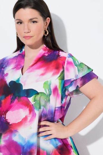 Moda za polnejše Haljina midi kratkih rukava A kroja plus velikost, xxl, Ulla Popken in Johann Popken (JP1880)