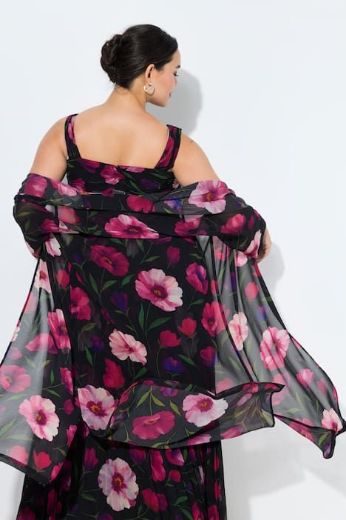 Moda za polnejše Haljina elegantna šifona 3/4 rukava plus velikost, xxl, Ulla Popken in Johann Popken (JP1880)