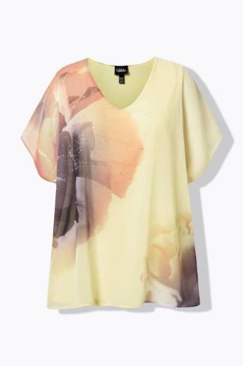 Moda za polnejše Bluza elegantna kratkih rukava V ovratnika plus velikost, xxl, Ulla Popken in Johann Popken (JP1880)