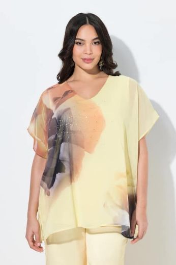 Moda za polnejše Bluza elegantna kratkih rukava V ovratnika plus velikost, xxl, Ulla Popken in Johann Popken (JP1880)