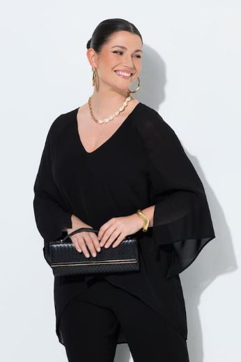 Moda za polnejše Bluza elegantna dvoslojna 3/4 rukavi V izrez plus velikost, xxl, Ulla Popken in Johann Popken (JP1880)