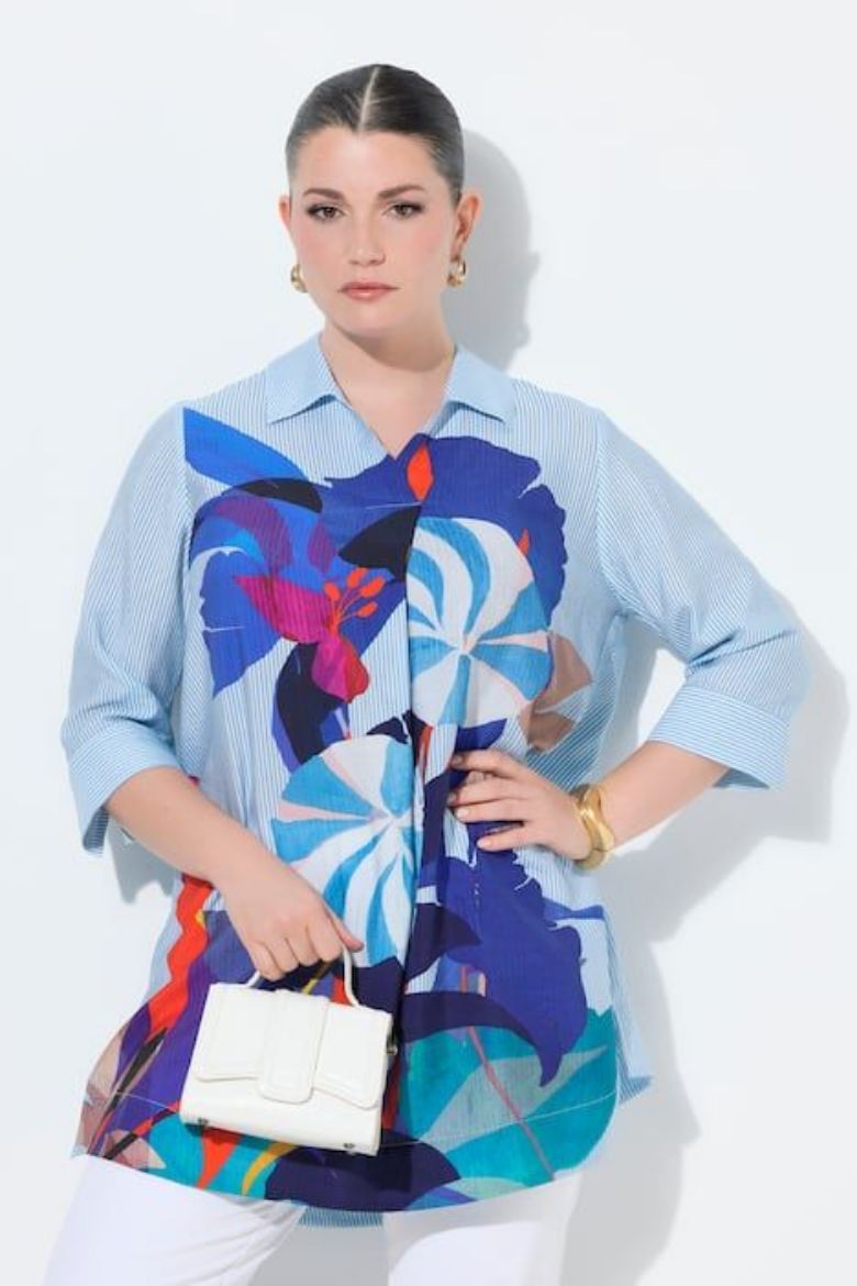 Moda za polnejše Bluza 3/4 rukavi s kragnom plus velikost, xxl, Ulla Popken in Johann Popken (JP1880)