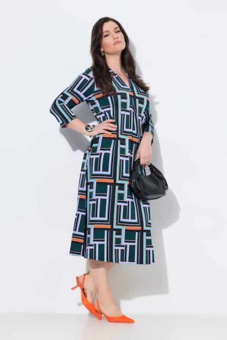 Moda za polnejše Haljina midi 3/4 rukava plus velikost, xxl, Ulla Popken in Johann Popken (JP1880)