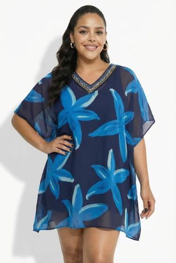 Moda za polnejše Tunika poludugih rukava V izrez cvjetni uzorak plus velikost, xxl, Ulla Popken in Johann Popken (JP1880)