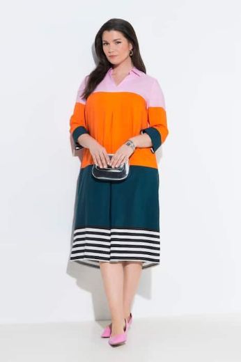 Moda za polnejše Haljina midi 3/4 rukavi s kragnom plus velikost, xxl, Ulla Popken in Johann Popken (JP1880)