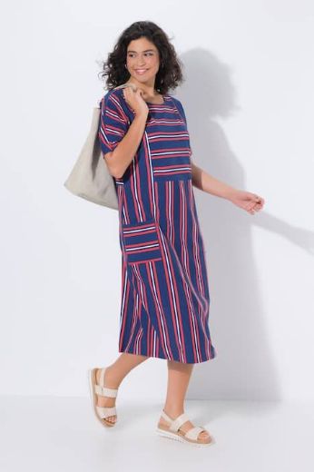 Moda za polnejše Haljina midi polurukavi prugasta plus velikost, xxl, Ulla Popken in Johann Popken (JP1880)
