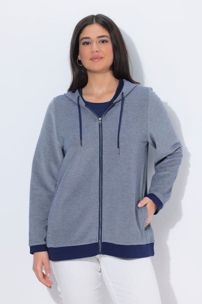 Moda za polnejše Majica dugih rukava patent zatvarač s kapuljačom plus velikost, xxl, Ulla Popken in Johann Popken (JP1880)