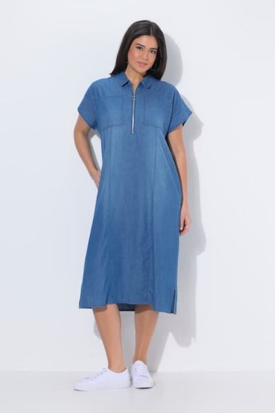 Slika Haljina midi sa patentom traper izgled