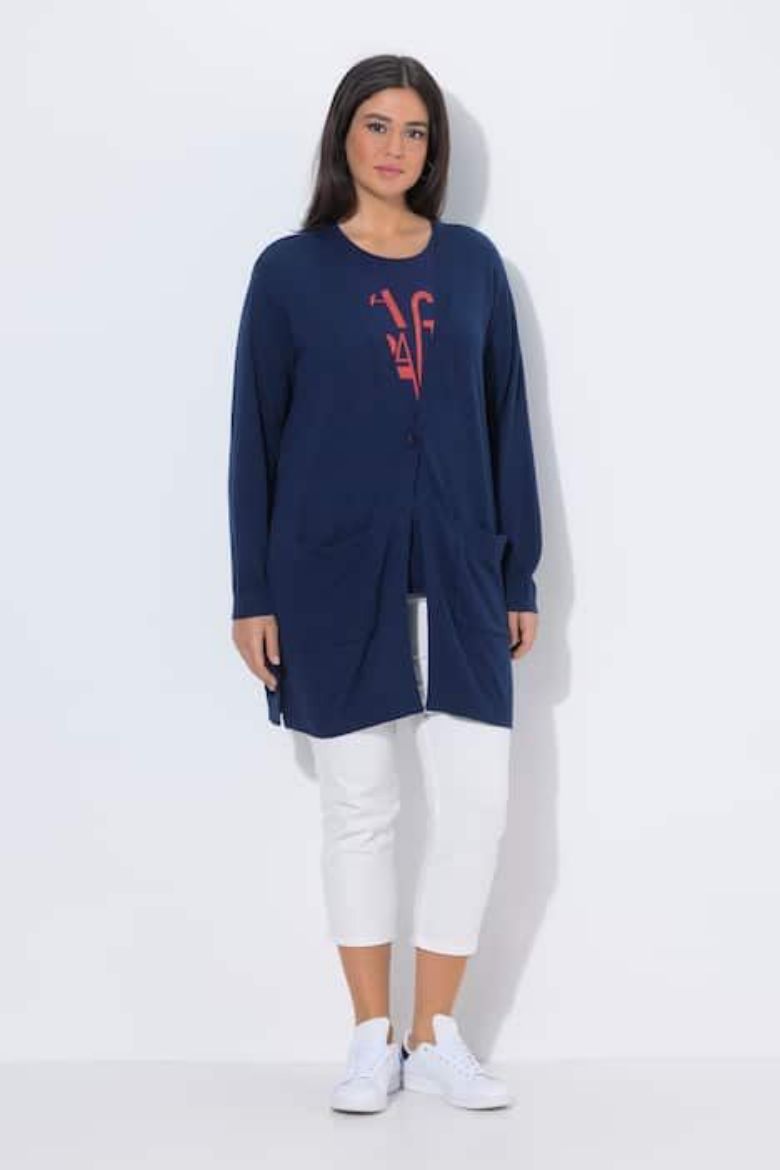 Moda za polnejše Majica s patentom dugih rukava V izreza plus velikost, xxl, Ulla Popken in Johann Popken (JP1880)