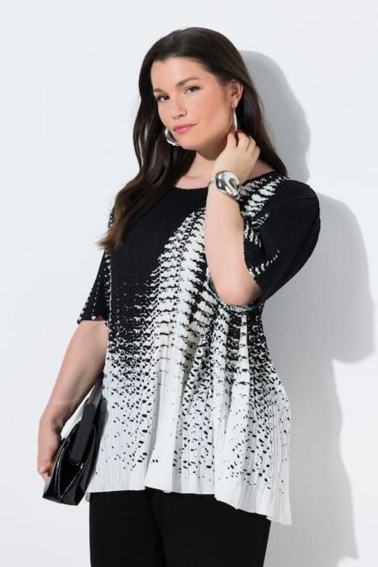 Moda za polnejše Bluza kratkih rukava A linija plus velikost, xxl, Ulla Popken in Johann Popken (JP1880)