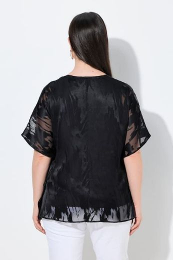 Moda za polnejše Bluza elegantna kratkih rukava V izrez dvoslojna plus velikost, xxl, Ulla Popken in Johann Popken (JP1880)