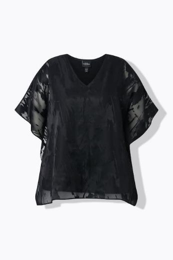 Moda za polnejše Bluza elegantna kratkih rukava V izrez dvoslojna plus velikost, xxl, Ulla Popken in Johann Popken (JP1880)