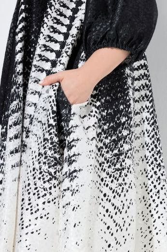 Moda za polnejše Haljina elegantna 3/4 rukavi s izrezom na vezanje plus velikost, xxl, Ulla Popken in Johann Popken (JP1880)