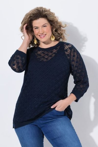 Slika Pulover 3/4 rukava mrežasti uzorak