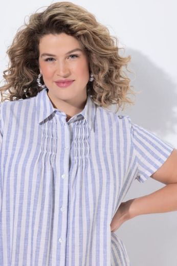 Moda za polnejše Haljina maxi kratkih rukava prugasta pamučna plus velikost, xxl, Ulla Popken in Johann Popken (JP1880)