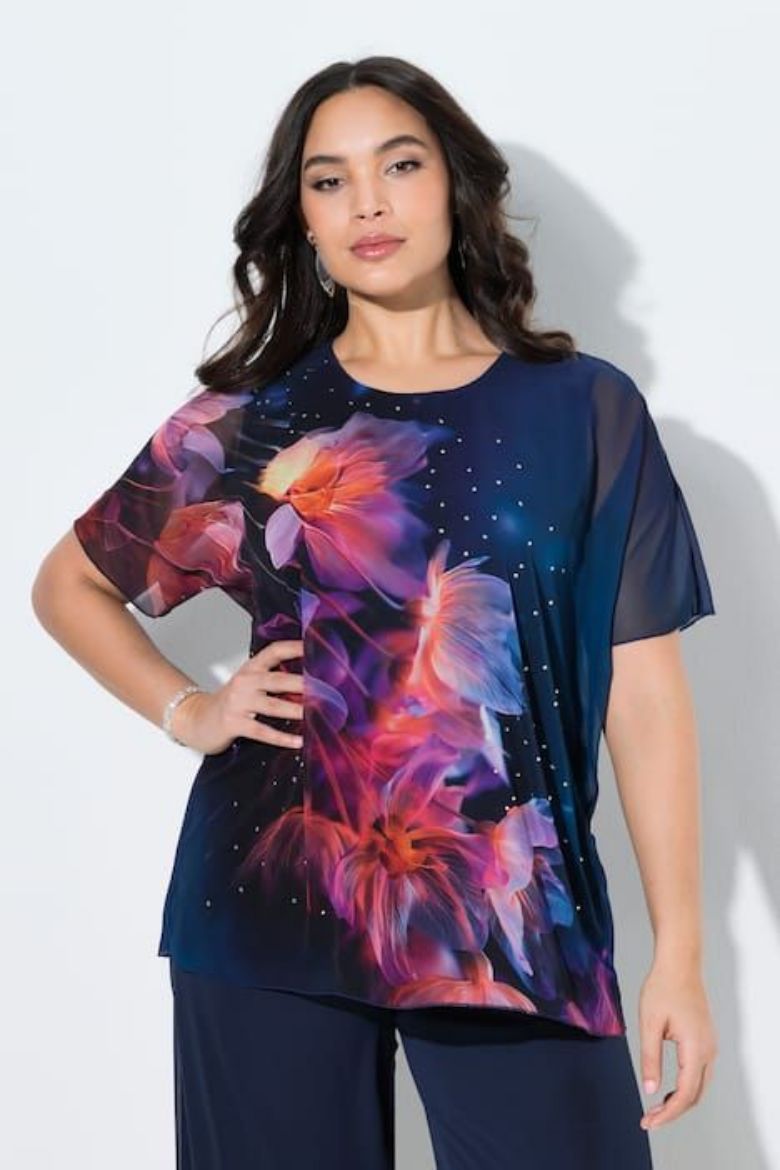 Moda za polnejše Bluza kratkih rukava dvoslojna okrulog izreza plus velikost, xxl, Ulla Popken in Johann Popken (JP1880)