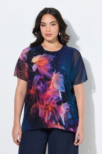 Moda za polnejše Bluza kratkih rukava dvoslojna okrulog izreza plus velikost, xxl, Ulla Popken in Johann Popken (JP1880)