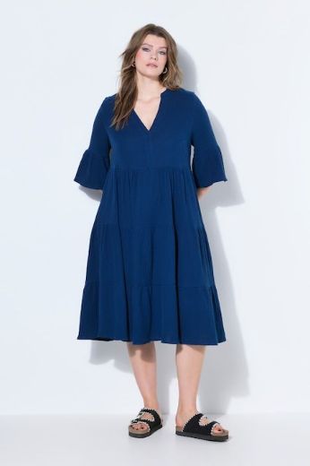 Moda za polnejše Haljina 3/4 rukavi A kroja duži model plus velikost, xxl, Ulla Popken in Johann Popken (JP1880)