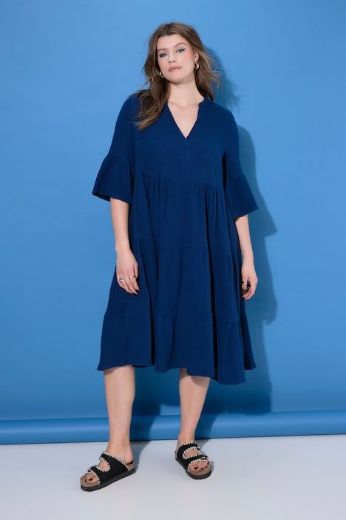 Moda za polnejše Haljina 3/4 rukavi A kroja duži model plus velikost, xxl, Ulla Popken in Johann Popken (JP1880)