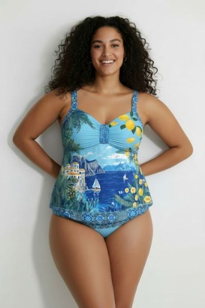 Slika Kupaći kostim tankini mekanih košarica i podesivih naramenica